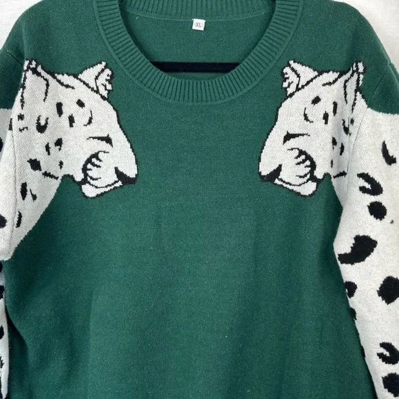 Green Leopard Print Sweater - Picture 7 of 11